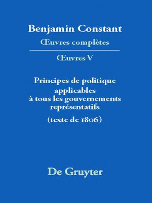 cover image of Principes de politique applicables à tous les gouvernements représentatifs